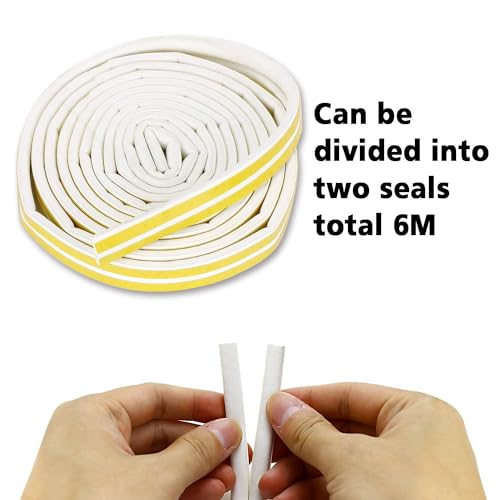 Image of Door Weather Strip Draught Excluder for Doors Self Adhesive Foam Draft Excluder for Windows Door Insulation Strip Weather Stripping Door Seal Strip, Epdm, Foam, Rubber (White)