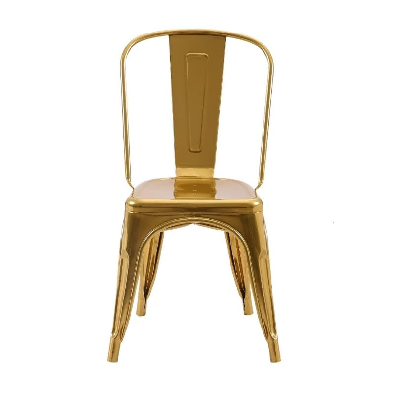 Kosmi Set di 4 sedie stile industriale in metallo color oro, finitura lucida