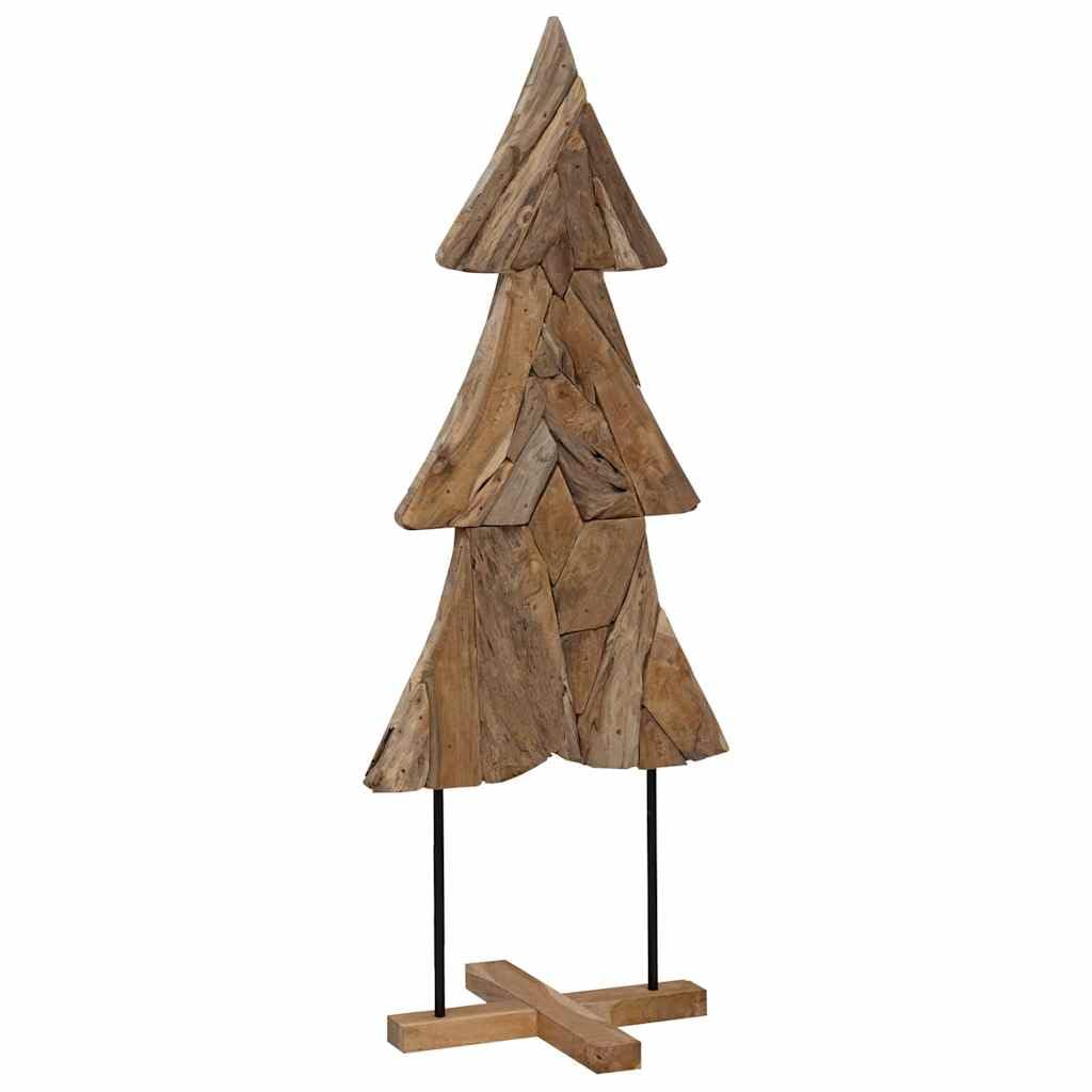 vidaXL Albero di Natale Marrone 151 cm Legno massello di Teak, Decorazione di Natale, Ornamentale in Teak Rustico, Elegante Centro Tavola per Feste, Albero in Salotto