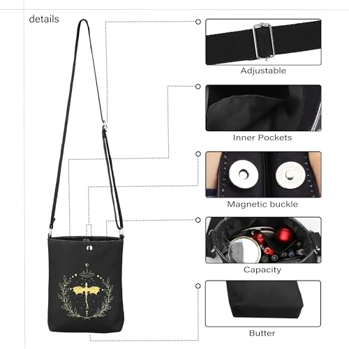 CMNIM Dragon Books Merch Gift Bookk Lover Crossbody Bag Fantasy Books Series Gifts for Rider Fans3
