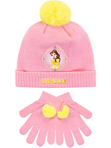 Disney Kids Winter Hat and Gloves Set Belle Pink One Size