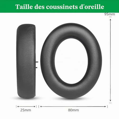 ACCOUTA Oreillettes Replacement Compatible avec Focal Bathys Bluetooth Noise Cancelling Headphones Coussinets d'oreille de Rechange en Cuir protéiné Doux et Mousse à mémoire de Forme – vue 7