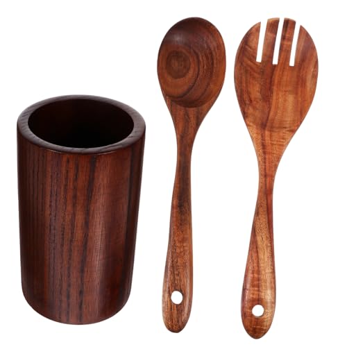 CIYODO 1 Juego cucharas de Madera para cocinar Comida palillo cucharón pequeño Kitchen Drawer Organizer portacubiertos de Mesa Set Cubiertos Madera Utensilios de Madera Cuchara de Madera