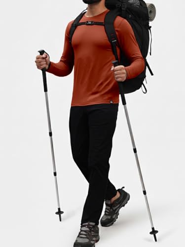 Image of Reccy Men's Trekking Hiking Ultralight Active Long Sleeve T-Shirt | Lightweight Quick Dry Breathable Activewear for Training, Travel & Outdoor Adventure