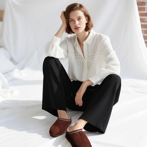 Image of Women's Slippers Fuzzy Cozy Short Ankle Shoes Indoor and Outdoor Mules Furry Warm House Slippers for Woman Cute Fluffy Clogs