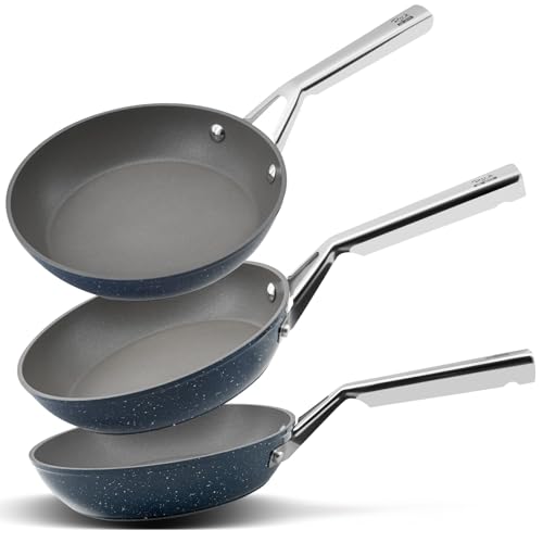 Image of 3-Piece Nonstick Frying Pan Set – Includes 8", 9.5" & 11" Aluminum Pans, Even Heat Distribution, Induction Compatible, Dishwasher Safe Cookware (blue)