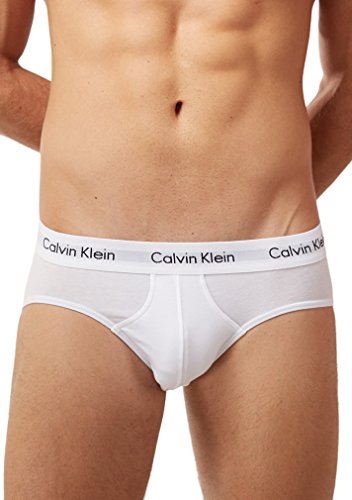 Calvin Klein Men's 3-Pack Cotton Stretch Hip Brief, White, X-Large