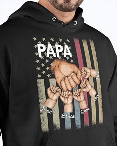 Customized Mens Grandpa American Flag Father's Day 4th of July First Gift for Dad Poppop Pop papa with Grandkids Names4