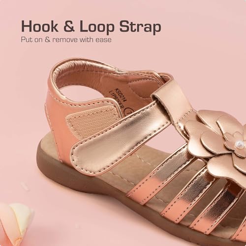 Image of DREAM PAIRS Girls Toddler /Little Kid Closed-Toe Flower Summer Dress Sandals Shoes