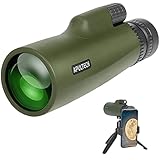 10-30x50 HD Monocular Telescope with Smartphone Adapter, Upgraded Tripod - High Power Zoom Monocular...