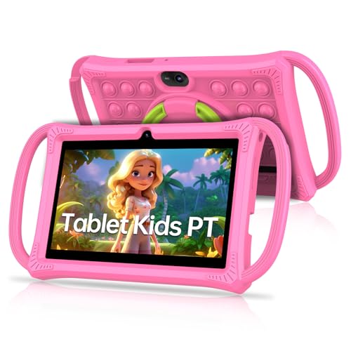 PRITOM Kids Tablets 7 inch 32 GB Perfect Size for Toddler Tablet with Un-Zipped Case WiFi Dual Camera Education Games Children Tablet with Kids Software Pre-Installed Parental Control (Pink)