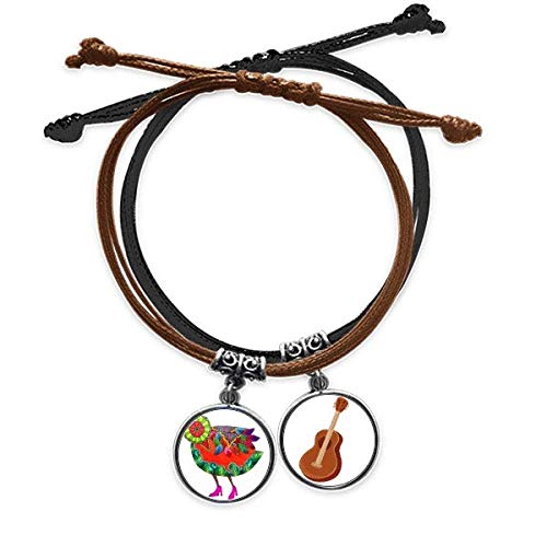 Pulsera de guitarra Soy Feliz año Nuevo en cuero negro ajustable para hombre y mujer