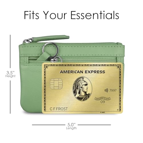 Image of ili New York Leather Mini Compact Coin Purse - Sage