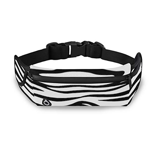 Paquete de cintura de cinturón de correr unisex, Patrón de piel de animal de cebra sin costuras completo Cinturón de corredores resistente al agua ajustable Riñonera para senderismo Fitness, Cinturón