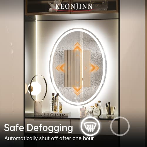 Keonjinn Oval Led Mirror For Bathroom 24 X 32 Inch Front & Back Light Oval Lighted Mirror Bathroom Anti Fog Mirror Oval Vanity Mirror With Lights Illuminated Frontlit Oval Mirror Ip54 Waterproof Cri90 #TOP1