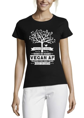 T-shirt Vegan Femme en coton bio noir - Coupe crew neck confortable