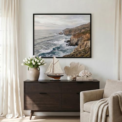 Image of Americanflat 24x32 Poster Frame with Polished Plexiglass - Streamline Collection - Thin Border Picture Frame for Wall Display - Hanging Hardware Included - Black
