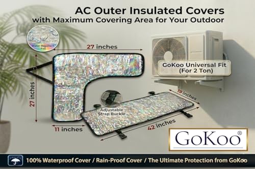 Image of GoKoo Premium Split AC Outdoor Unit Cover - Heavy-Duty Weatherproof & Heat-Insulated Shield for Sun, Rain, Dust & Snow - Boosts Energy Efficiency & Extends AC Life (2 ton)