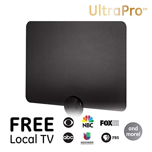 Ge Ultra-Thin Amplified Tv Antenna, 4K Ready 1080P Digital Hdtv Uhf Vhf, Long Range Indoor Tv Antenna, Amplifier With Lte Filter, Reversible Black/White Finish, 48862 #TOP2