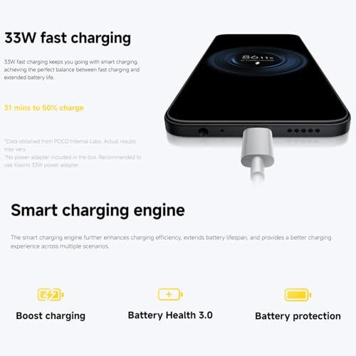 XIAOMI Poco C85 NFC Smartphone 4G 6 GB + 128 GB, Violett, schnell 33 W inklusive, 6000 mAh, Immersives Display 6,9 Zoll, spritzwassergeschützt, IP64, Dual-Kamera IA 50 MP, ohne Aufladen – Bild 6