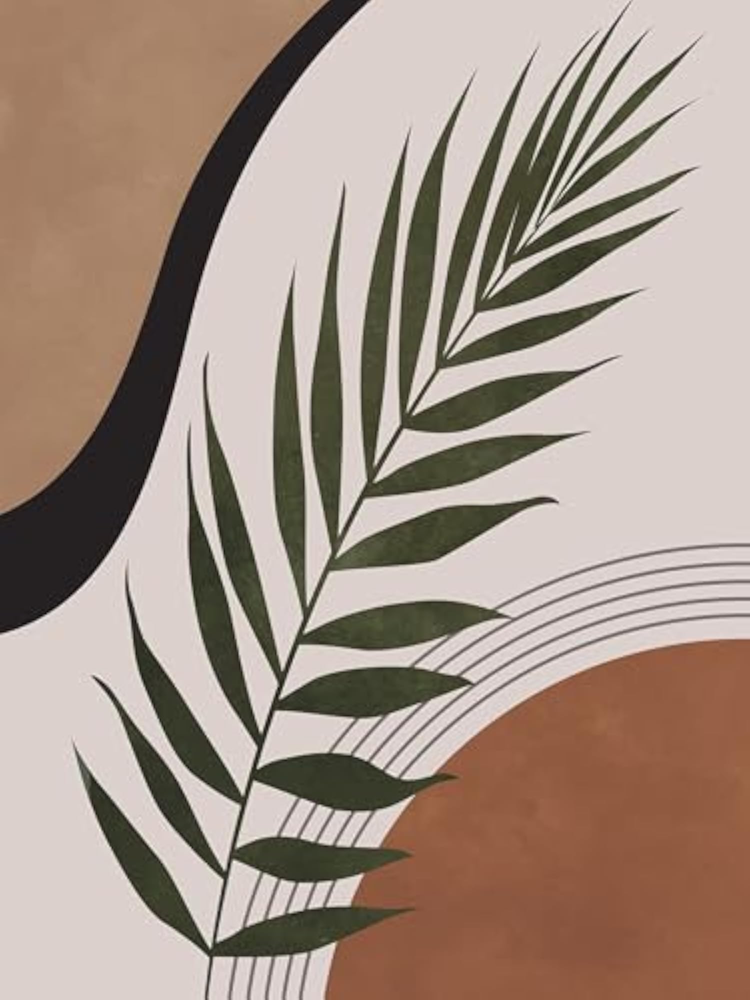 Boho Botanical Leaf Art Painting, Modern Canvas Art