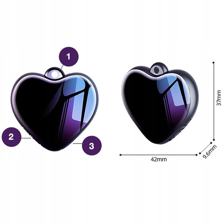 Dictáfono Q66 en Forma de Corazón | USB 8GB | Audio HD 3072kbps, Reducción de Ruido, activación por Voz