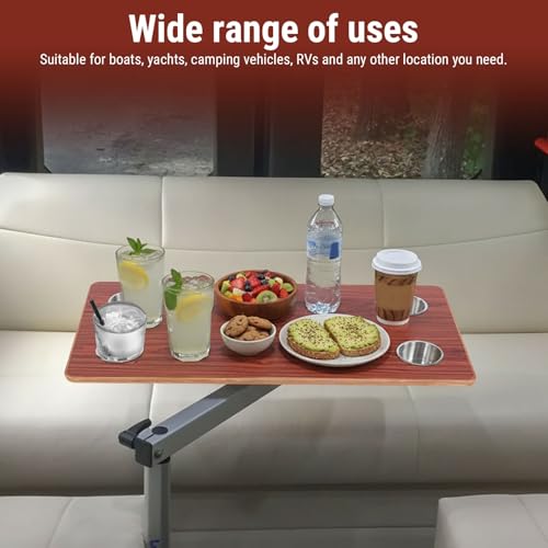 Mesa para RV de 31,5x15,75 pulgadas con panel de escritorio rectangular y portavasos 4