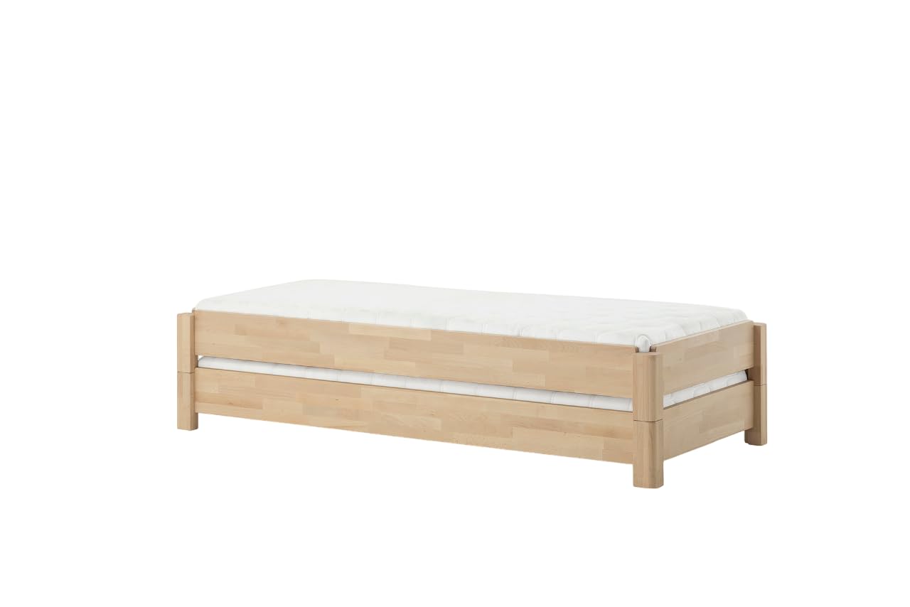 DICO 2er Stapelbett Massivholz mit Rollrost Größe 90x200 cm 06 Buche geölt