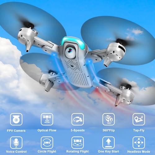 Image of Drone with1080P Camera for Beginners, Foldable Drone with 2 Batteries, Upgrade Altitude Hold, Gesture Selfie, Waypoint Fly, 3D Flip, 3 Speed Mode, Circle Fly, One Key Start