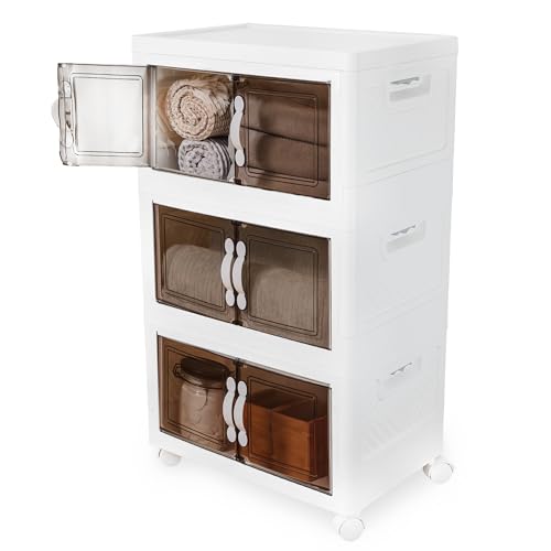 DALMAN 26QT Stackable Storage Bins with Lids - 3 Tier