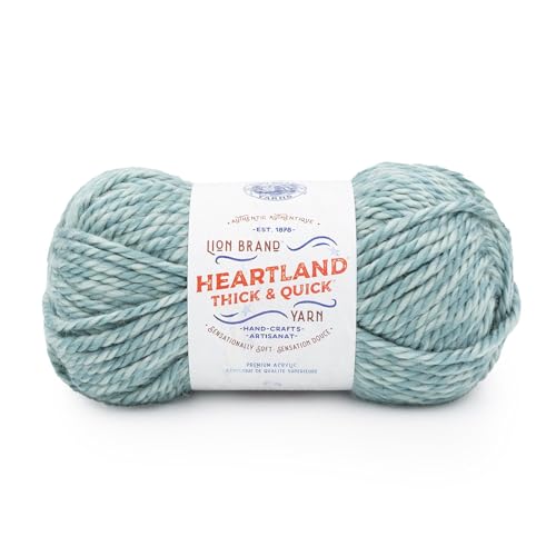 Lion Brand Yarn, Bulky Heathered Heartland Thick & Quick Yarn for Knitting and Crochet, Piedmont, 1 Pack