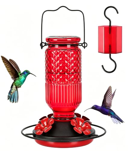 FEED GARDEN Glass Hummingbird Feeder for Outdoors...