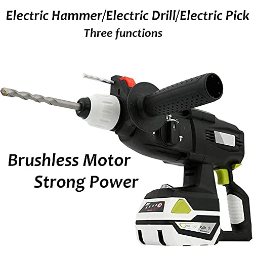 QHYXT Akku-Bohrschrauber, 3 in 1 Akku-Schlagbohrmaschine, Elektro-Schlagbohrmaschine mit SDS-Futter, Zusatzhandgriff… – Bild 3