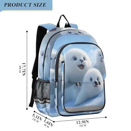 ALAZA White Cute Seal Kids Laptop Backpack 17 inch School Bookbag Back Pack Business Computer Bag Casual Daypack4