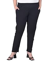 Comfort Lady Regular Fit Elastic Waist Cotton Pencil Pant Casual/Formal Trousers with Dual Side Pockets for Women (4XL - Black)