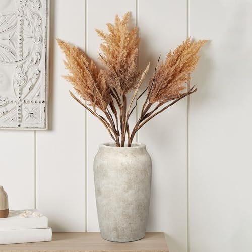 Briful Rustic Vintage Ceramic Vase, 9.06'' Farmhouse Table Decor with Wide Mouth, Large Decorative Vases for Home Decor, Living Room, Entryway & Shelf Styling, Beige - Image 5