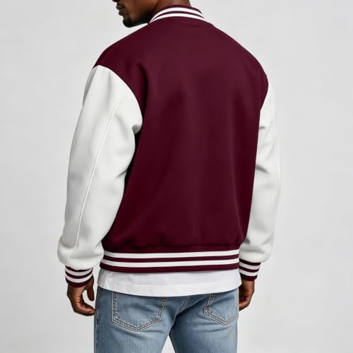 Varsity Jacket for Men Button Down Baseball Fleece Cotton Cardigan - image 6