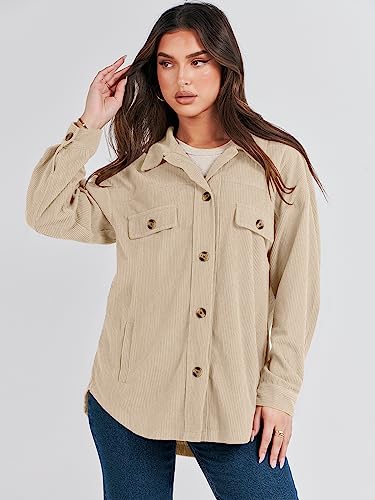 ANRABESS Womens Corduroy Shacket Button Down Shirts Oversized Long Sleeve Casual Cardigan Jacket 2025 Fall Fashion Clothes3