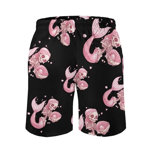 Skeleton Mermaides Mens Swim Trunks Quick Dry Board Shorts Beach Swimwear Bathing Suits3