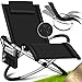 Produktbild KESSER® Relaxliege Liegestuhl Inkl. Tasche + Abdeckung Gartenliege Sonnenliege Gartenstuhl Klappstuhl faltbar | Schwungliege | Schaukelsessel | ergonomische Relaxsessel | 180kg Belastung, Schwarz