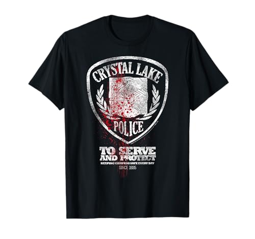 Friday The 13th Crystal Lake Police Blood Splatter Badge T-Shirt