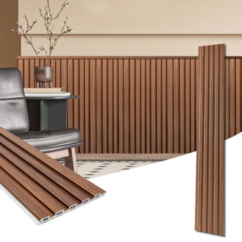 Art3d 48 x 6 Inch WPC Wood Slat Wall Panels, 3D Wall Accents, 16-Pack, Teak