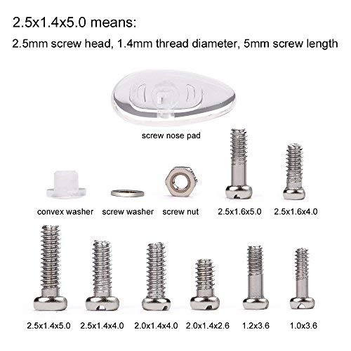 Eyeglasses Repair Kit, 1100Pcs Tiny Screws And 5 Pairs Nose Pads Stainless Steel Set With Micro Screwdriver Tweezer For Glasses, Sunglasses, Watch Repair #TOP5