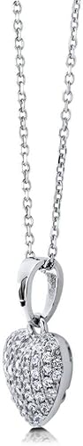 Miniatura 2 de BERRICLE Collar de plata de ley con dije de corazón y circonita cúbica para mujer, chapado en rodio, Plata esterlina, Circonia cúbica