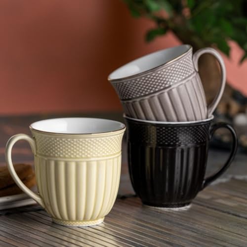 Image of Clay Craft Fine Ceramic Tea Cups Set of 6| 200 Ml Elegant Textured Cups with Comfortable Handle | Ideal for Tea| Coffee| Home Use & Gifting