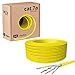 Produktbild HB-DIGITAL 50m CAT.7a Netzwerkkabel LAN Kabel Verlegekabel AWG 23 Reines Kupfer S/FTP PiMF LSZH Halogenfrei RoHS-Compliant Ethernet Installationskabel Datenkabel PoE 10Gbit/s max. 1200MHz Gelb