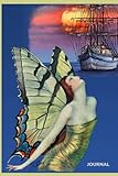  Journal: Magic Night At Sea - Ship Sea Moon Magic Fairy - original art cover - Lined page journal to write on - 6 x 9” paperback