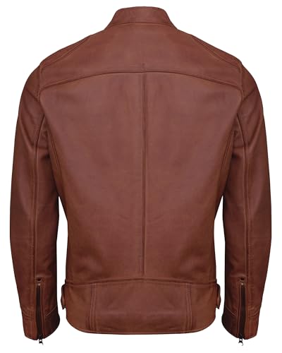 Leather Jacket Men - Casual Real Lambskin Cafe Racer Style Men's Leather Motorcycle Jackets4