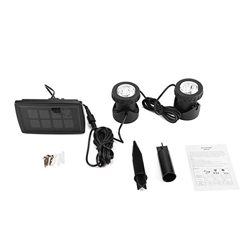 Qiterr Underwater Light, Solar Power 12LED Dual Head Underwater Lamp Spotlight Outdoor Garden
