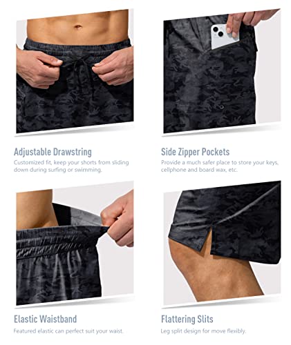 Image of Men's Swim Trunks Quick Dry Board Shorts with Zipper Pockets Beach Shorts Bathing Suits for Men - No Mesh Liner